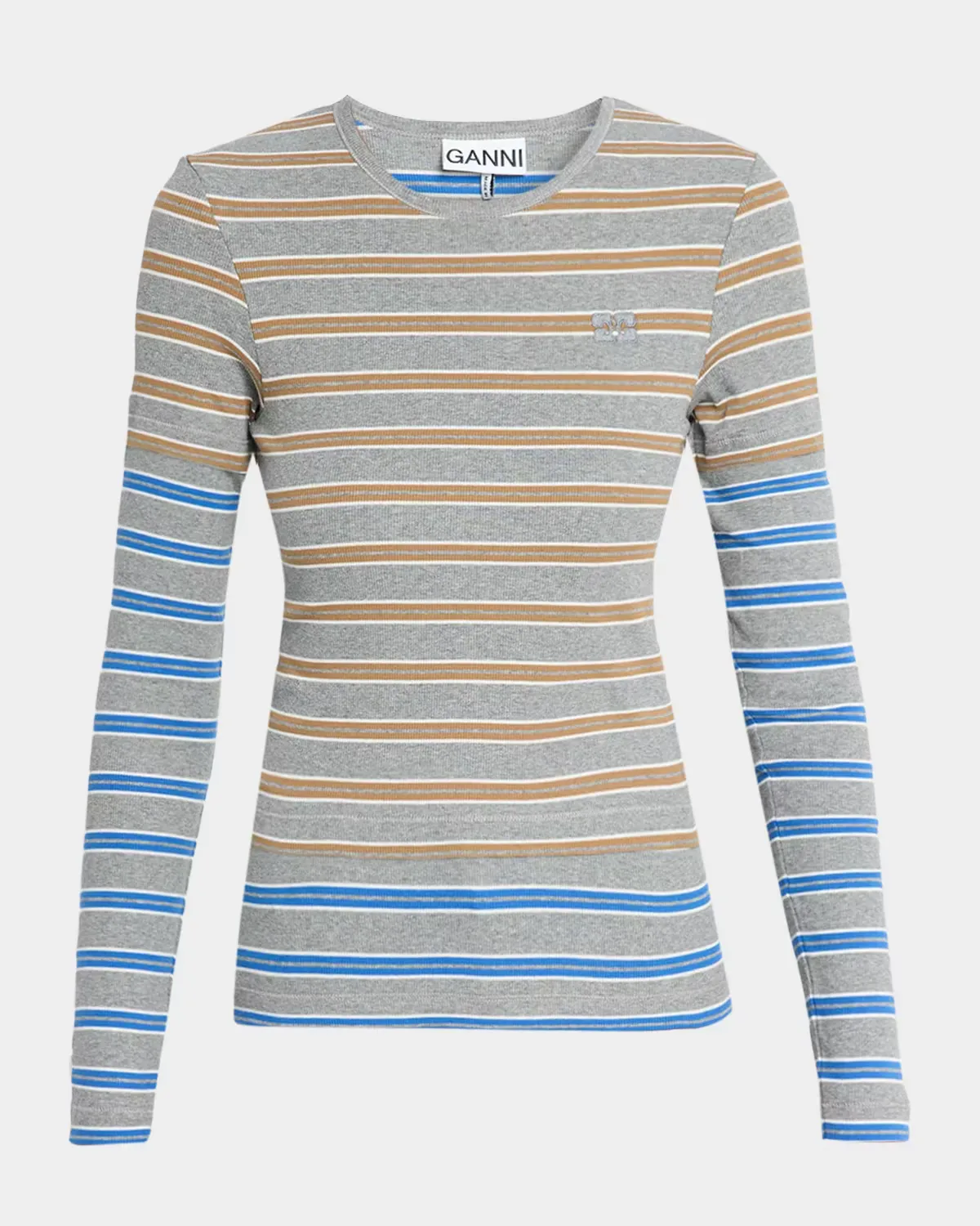 Soft Cotton Rib Striped Top by GANNI