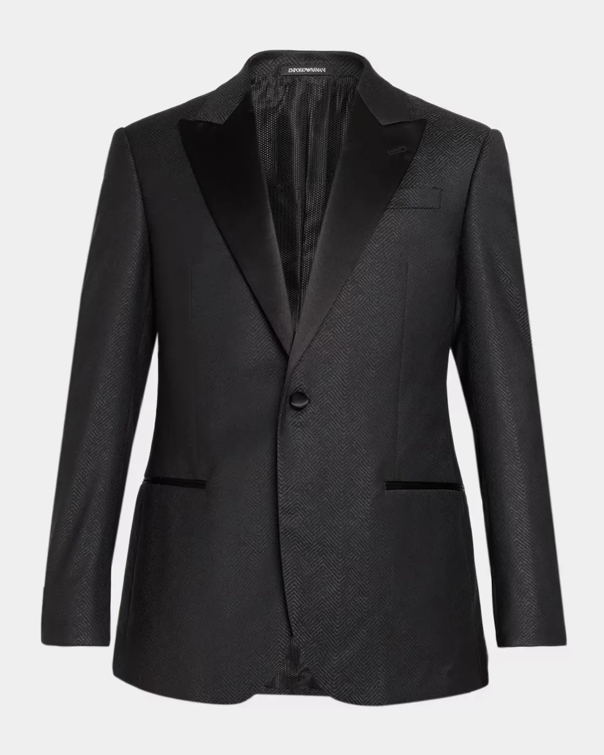 G Line Jacquard Satin-Lapel Single-Button Dinner Jacket by Armani