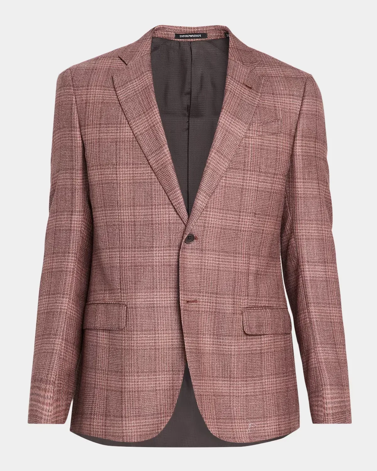 Wool and Silk Plaid Single-Breasted Sport Coat by Armani
