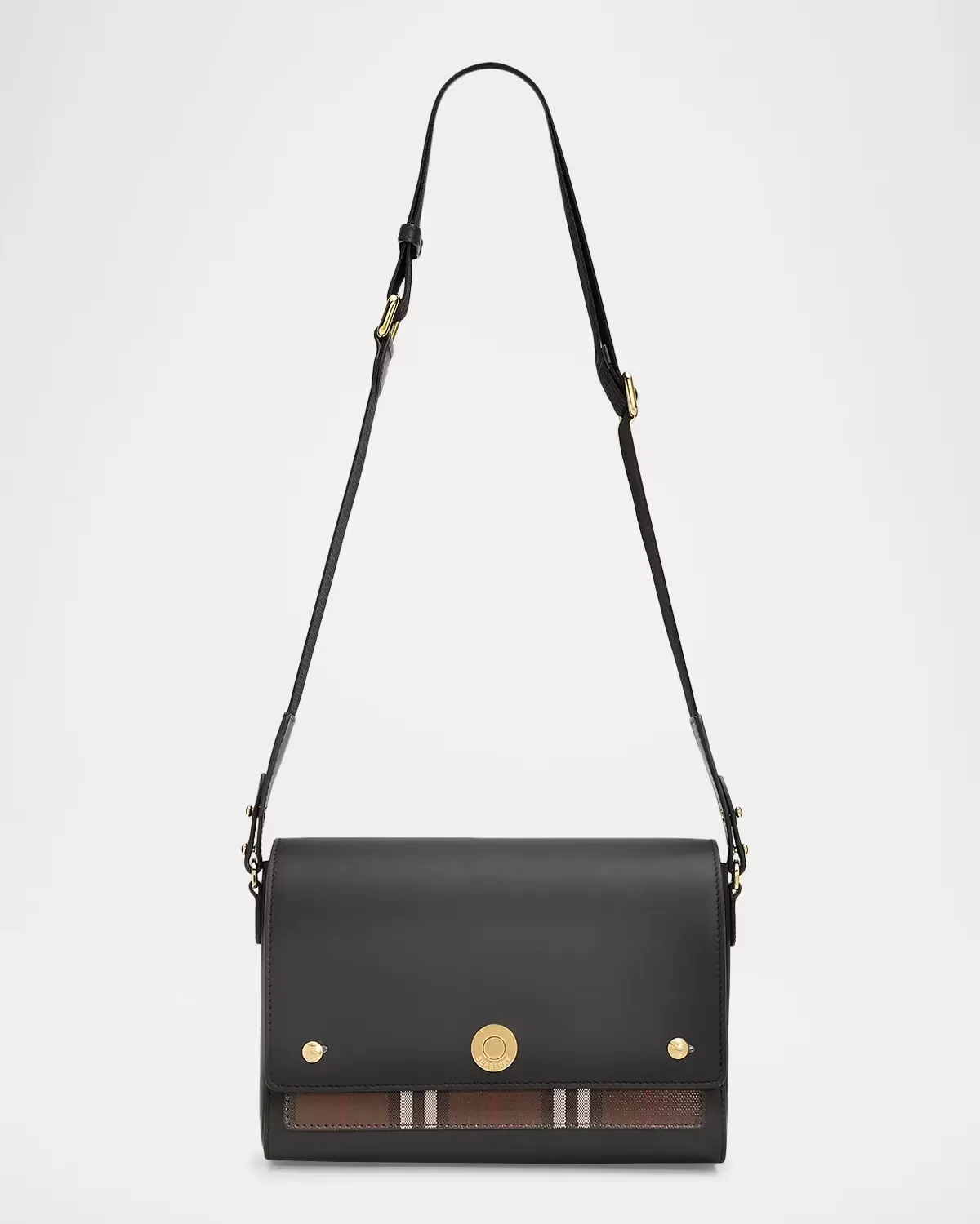 Note Medium Leather & Check Crossbody Bag by Burberry