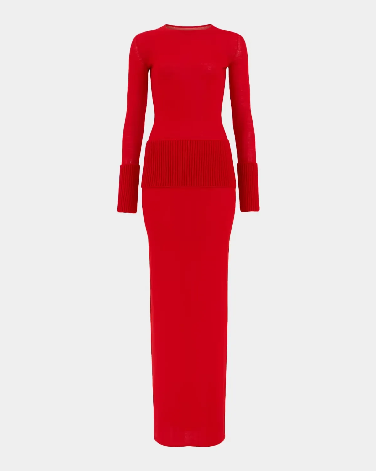 Merino Wool Long-Sleeve Bodycon Maxi Dress