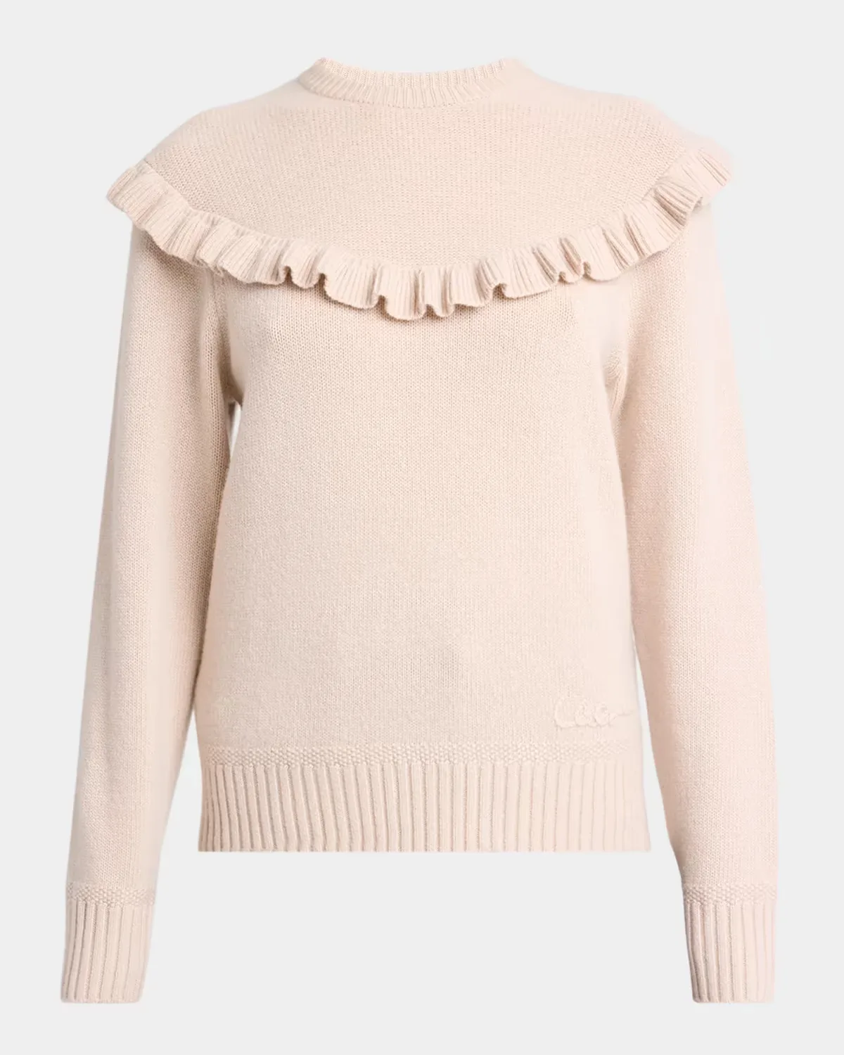Ruffle-Overlay Wool-Cashmere Sweater by Chloé
