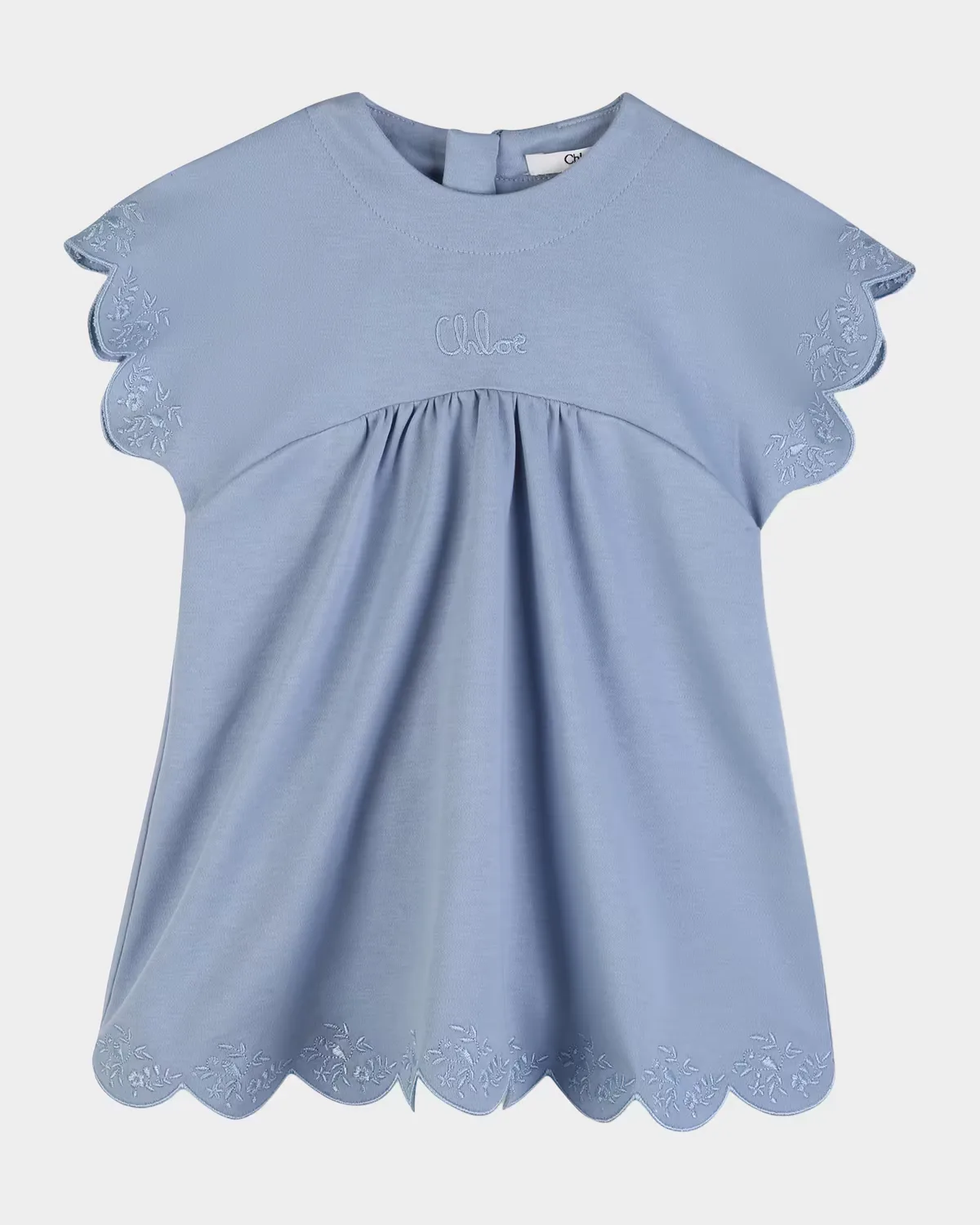 Scalloped Embroidered Cotton Dress by Chloé