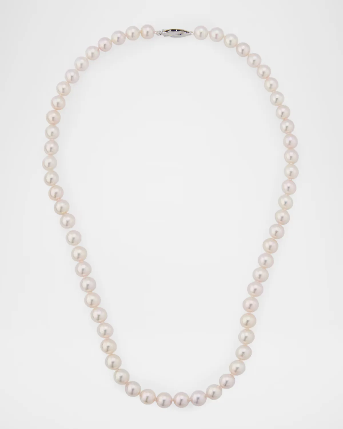 18K White Gold 8mm White Akoya Pearl Necklace, 20L by Belpearl