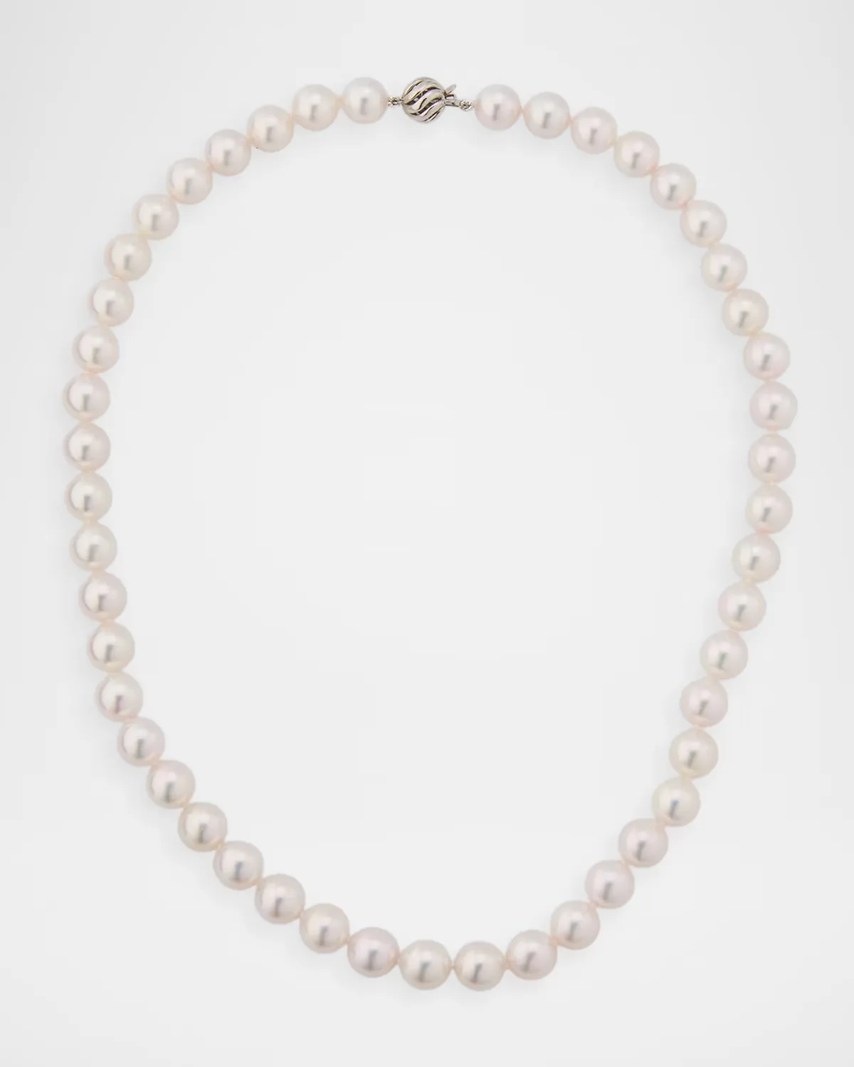 18K White Gold 9mm Akoya Pearl Necklace, 18L