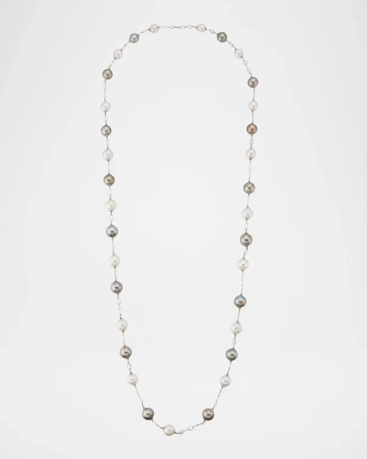 18K White Gold Sapphire and Pearl Long Necklace, 42L by Belpearl