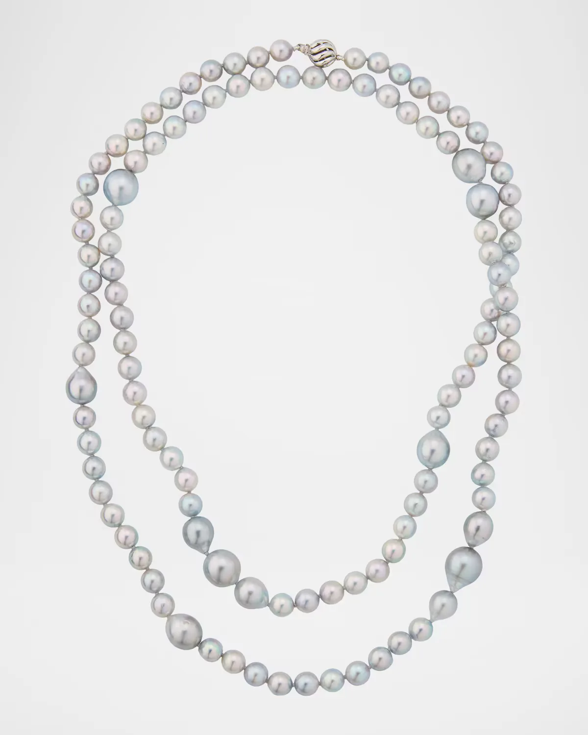 18K White Gold Long Pearl-Strand Necklace, 40L by Belpearl