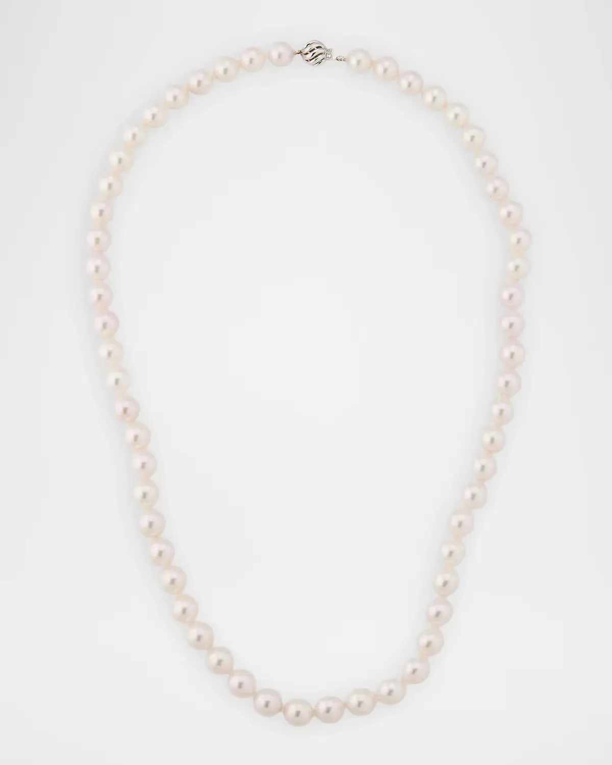 18K White Gold White Akoya Pearl Necklace, 20L by Belpearl