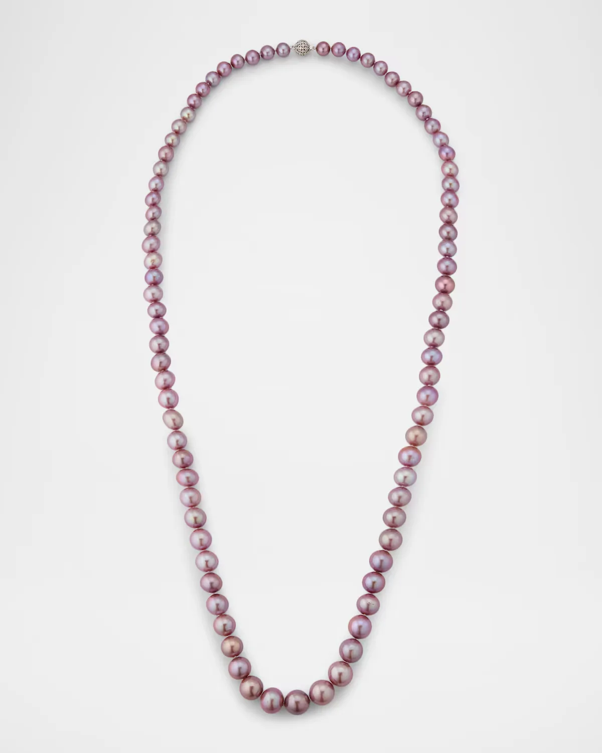 18K White Gold 10-13mm Graduated Pearl Necklace with Diamonds, 33L by Belpearl