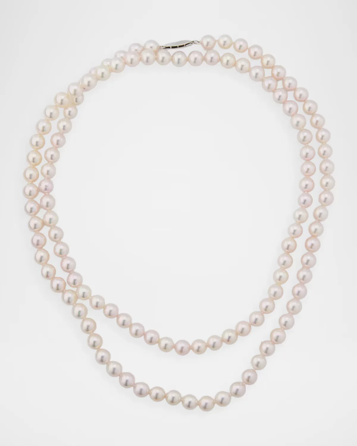 18K White Gold 8x7mm Pearl-Strand Long Necklace, 35L by Belpearl
