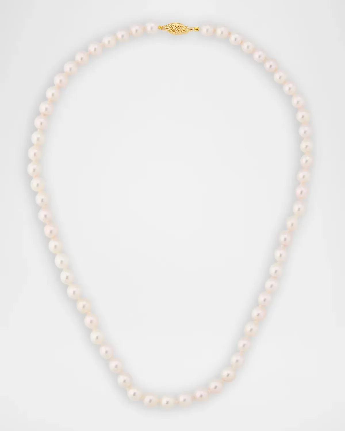 18K Yellow Gold 7mm Akoya Pearl Necklace, 18L by Belpearl