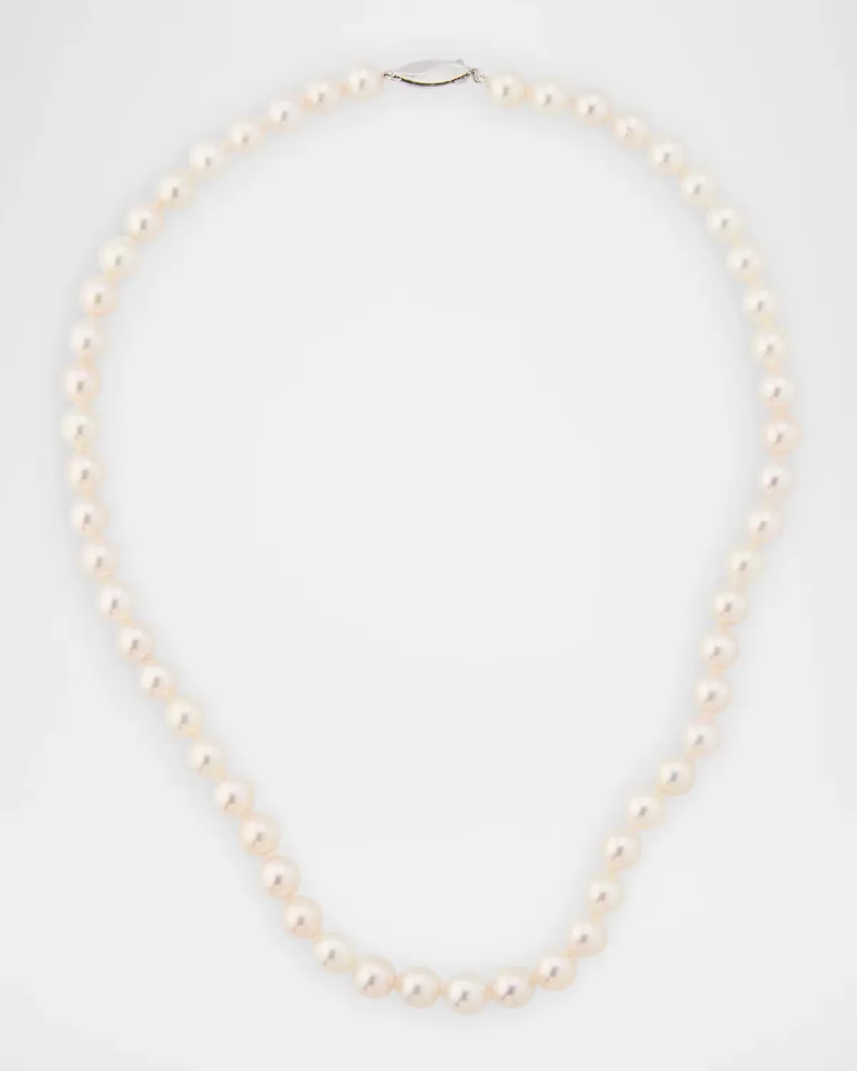 18K White Gold 8mm Akoya Pearl Necklace, 18L by Belpearl