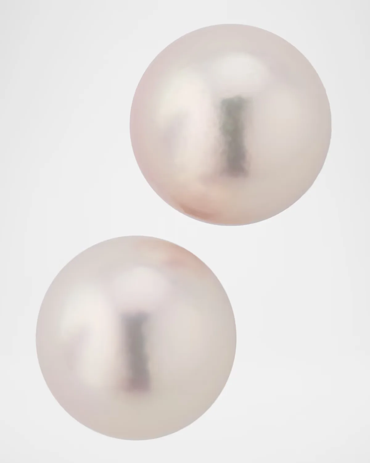 18K White Gold 8mm Round White Akoya Pearl Stud Earrings