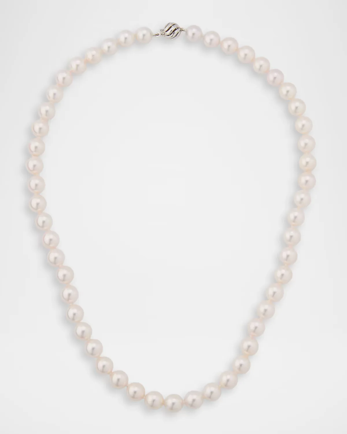 18K White Gold White Akoya Pearl Necklace, 18L by Belpearl