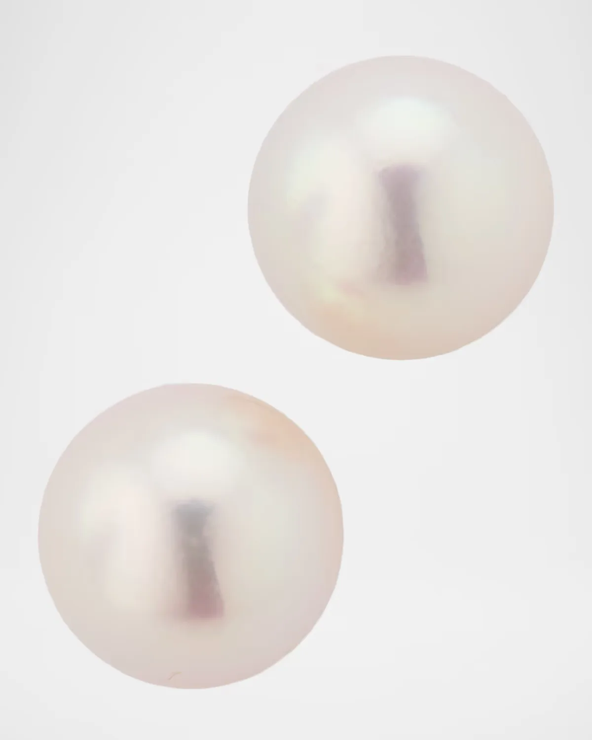 18K White Gold 9mm Round White Akoya Pearl Stud Earrings