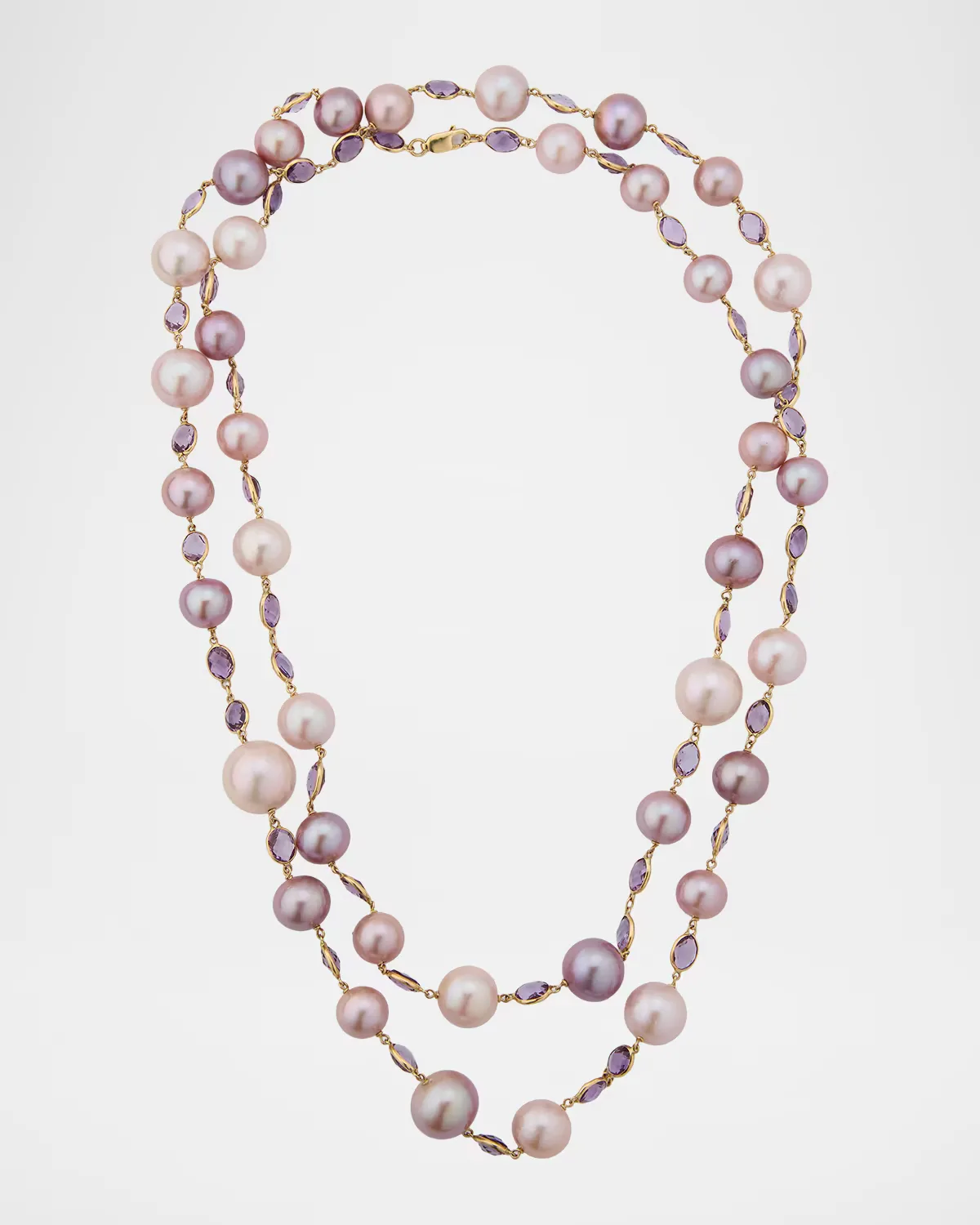 18K Yellow Gold Multi-Pearl and Gemstone Necklace, 40L by Belpearl