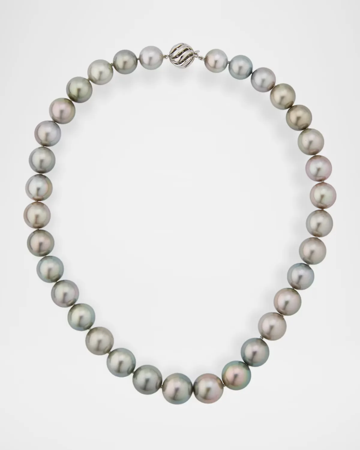 18K White Gold 13.8-11mm Pearl-Strand Necklace, 18L by Belpearl