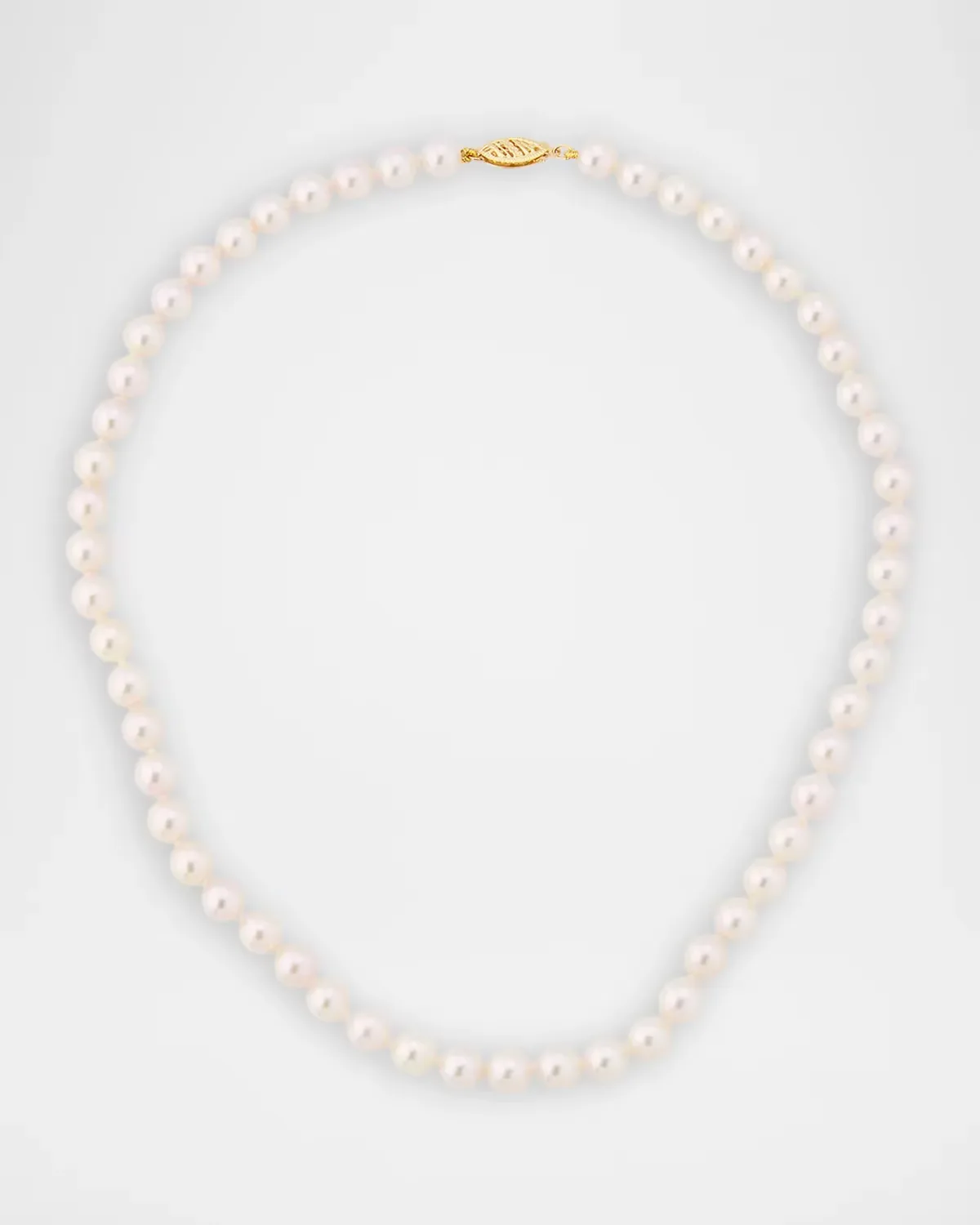 18K Yellow Gold 7mm Akoya Pearl-Strand Necklace, 16L