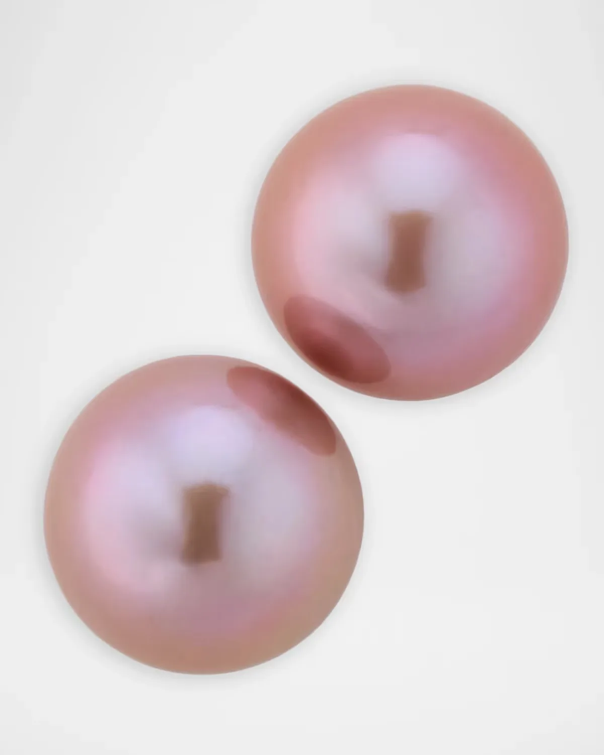 18K White Gold Pink Pearl Stud Earrings by Belpearl