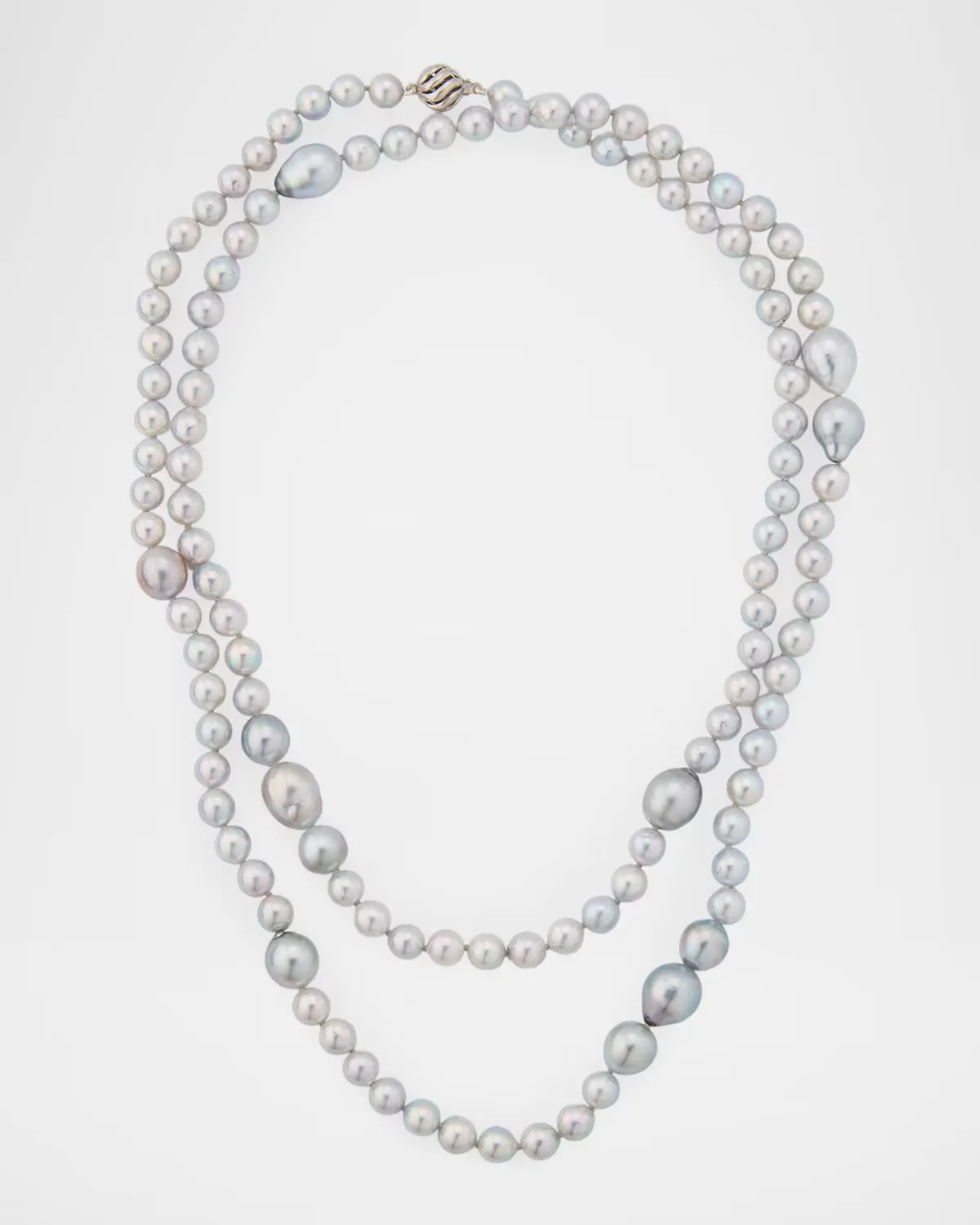 18K White Gold Long Pearl Necklace, 40L by Belpearl