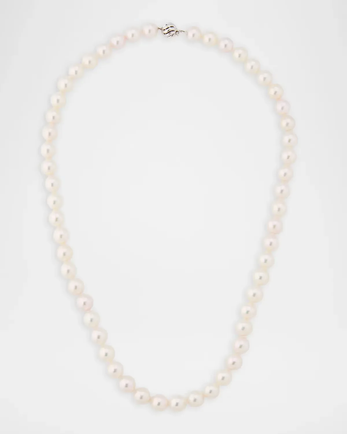 18K White Gold 9mm White Akoya Pearl Necklace, 20L by Belpearl