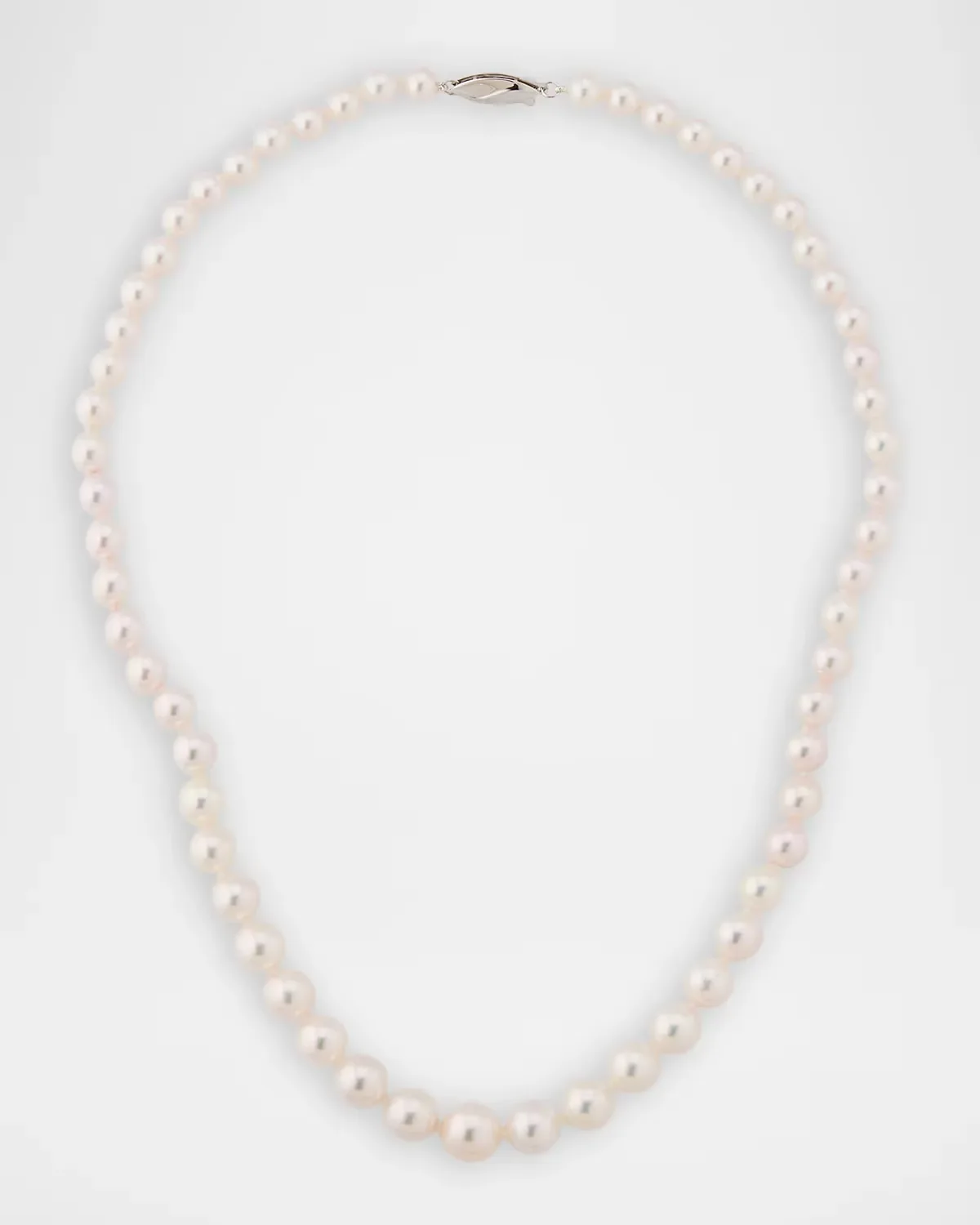 18K White Gold Graduated Akoya Pearl Necklace, 18L by Belpearl