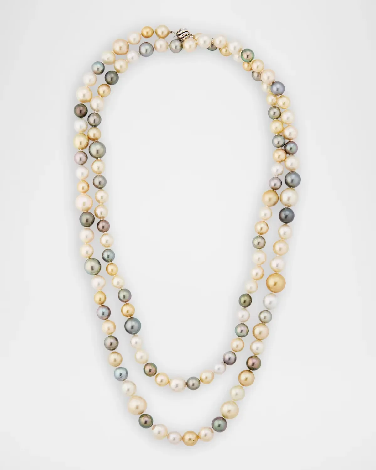18K White Gold 119 Multi-Pearl Long Necklace, 54L by Belpearl