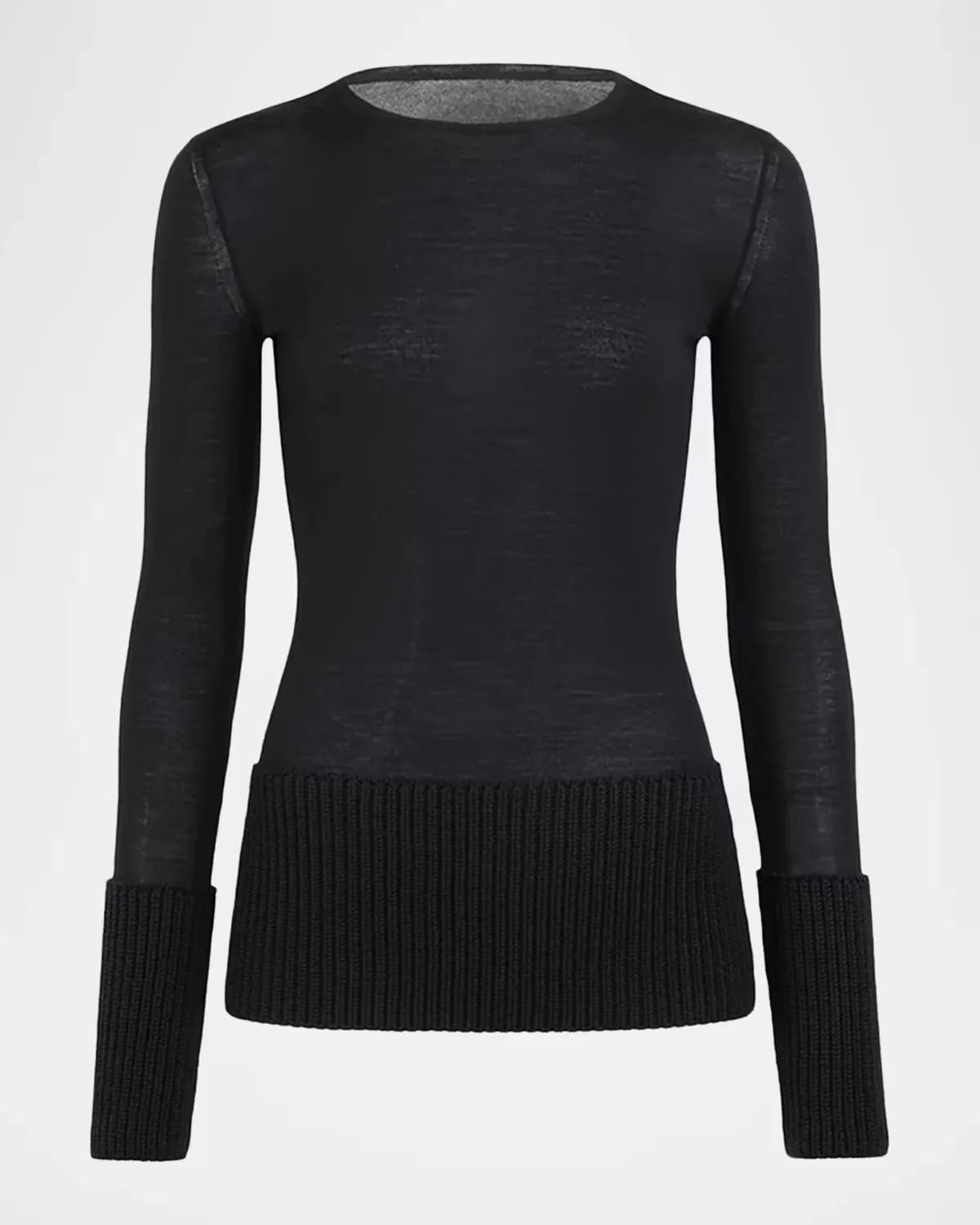 Merino Wool Long-Sleeve Crewneck Top by ALAA