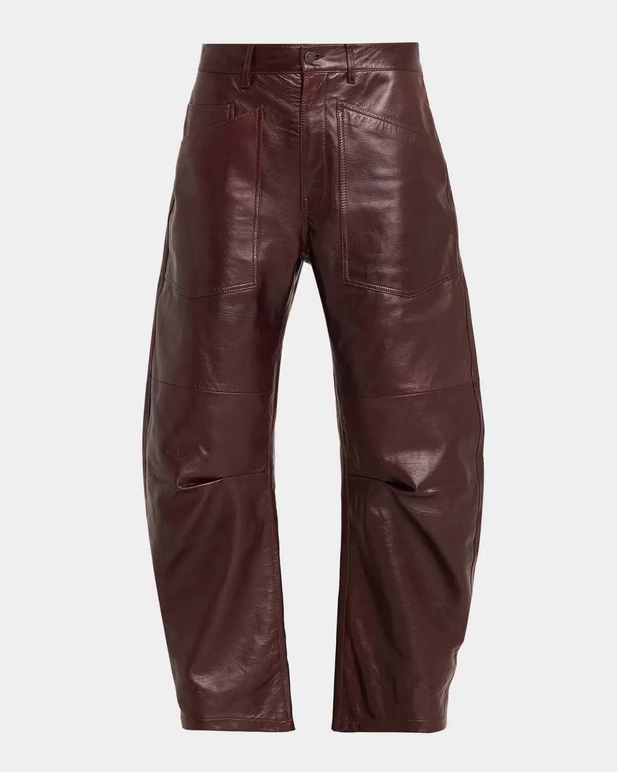 Shon Leather Barrel-Leg Ankle Pants by Nili Lotan