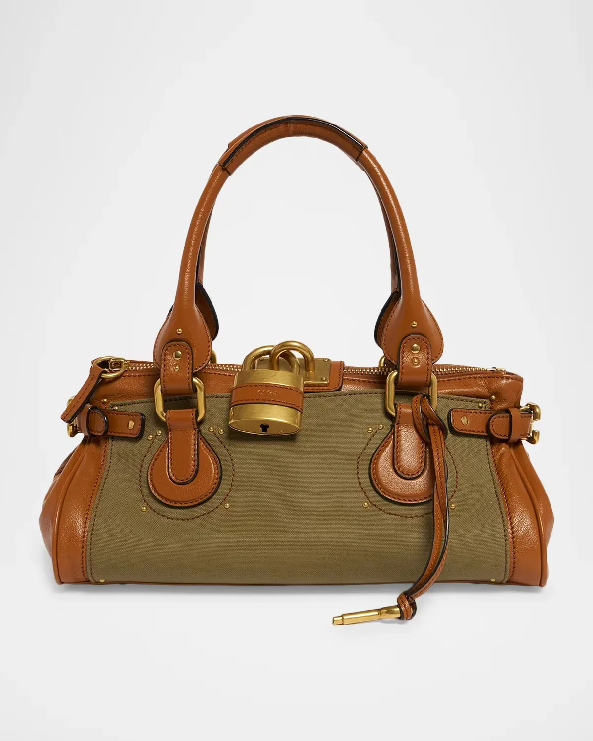 Paddington Leather & Linen Top Handle Bag by Chloé