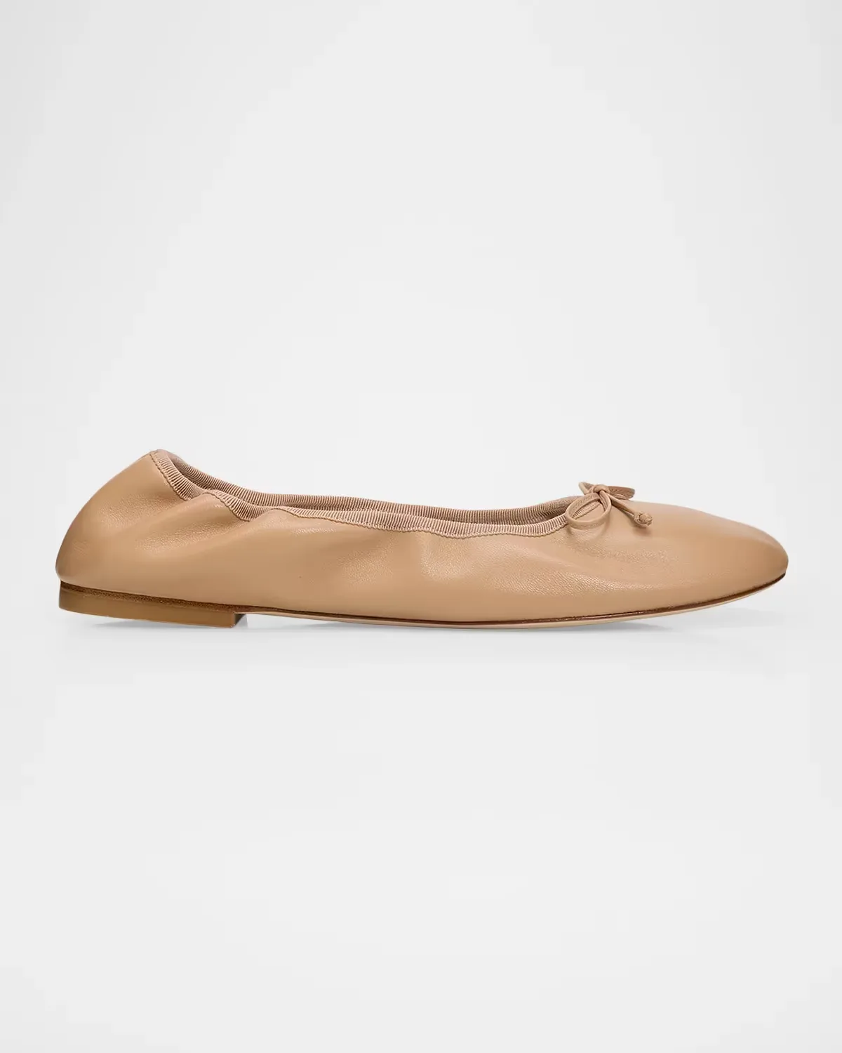 Nia Ruched Leather Ballet Flats by Stuart Weitzman