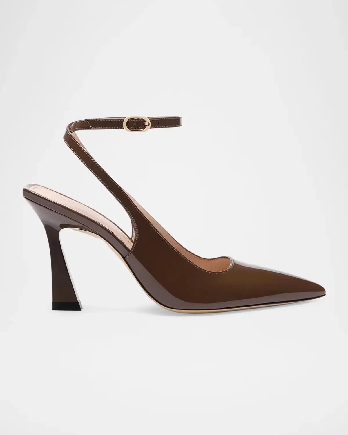 85mm Vinnie Patent Leather Ankle-Strap Pumps