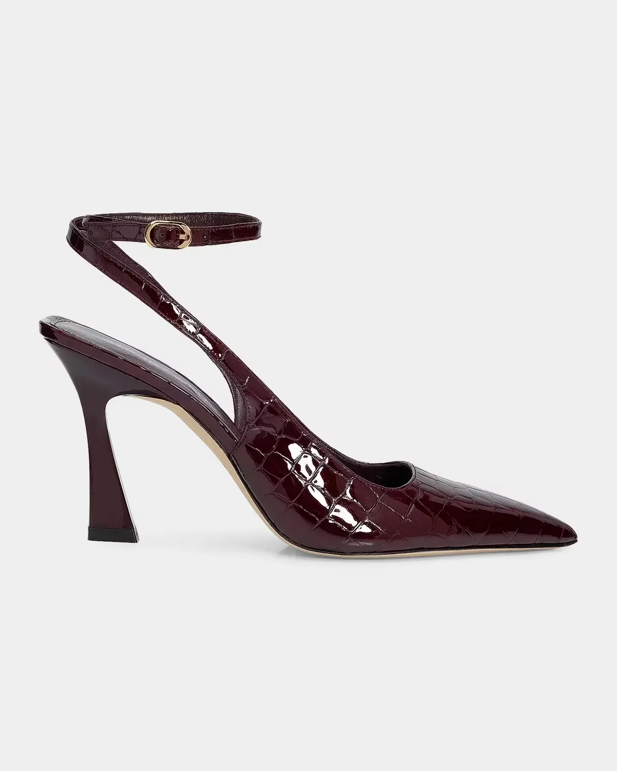 85mm Vinnie Patent Leather Ankle-Strap Pumps