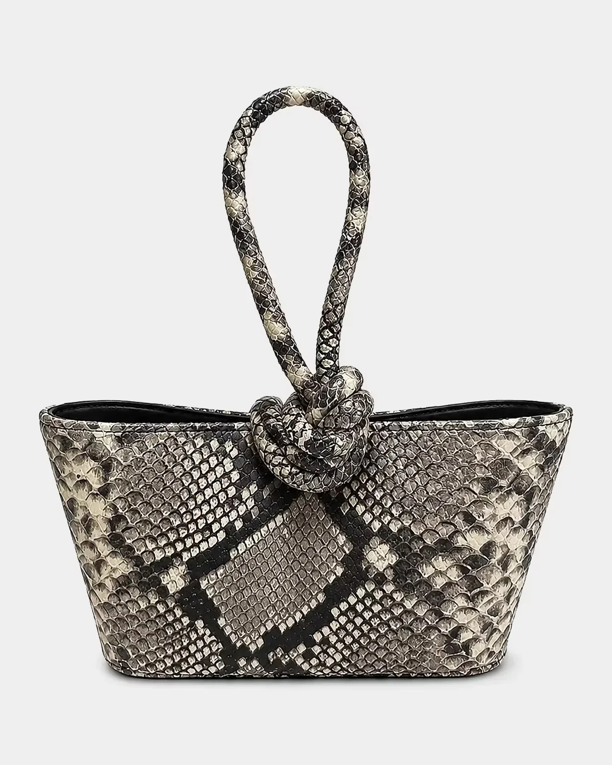 The Senna Midi Snake-Embossed Printed Leather Top Handle Bag by Ahikoza