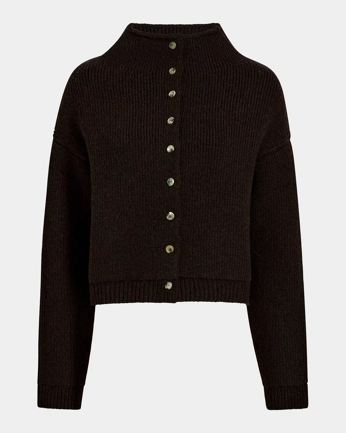 Marjorie Cashmere Rib-Knit Funnel-Neck Cardigan by Khaite