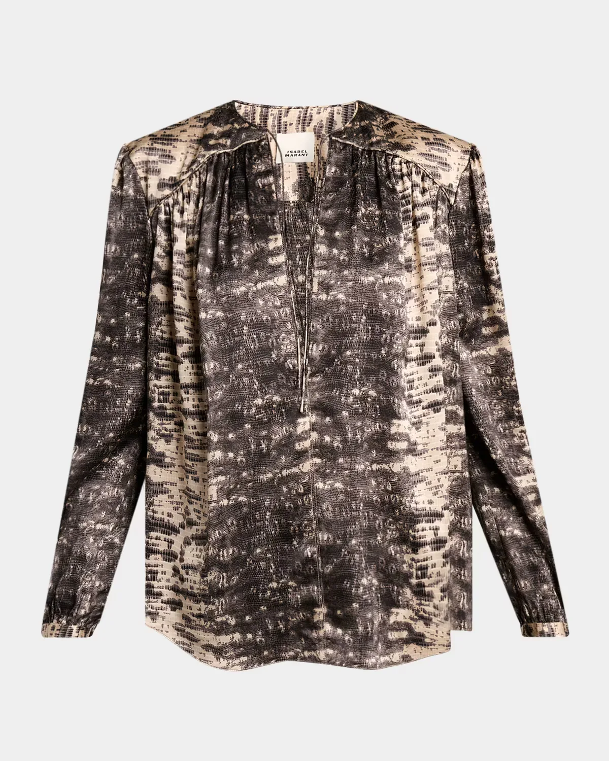 Laraya Snake-Print Silk Peasant Blouse by Isabel Marant