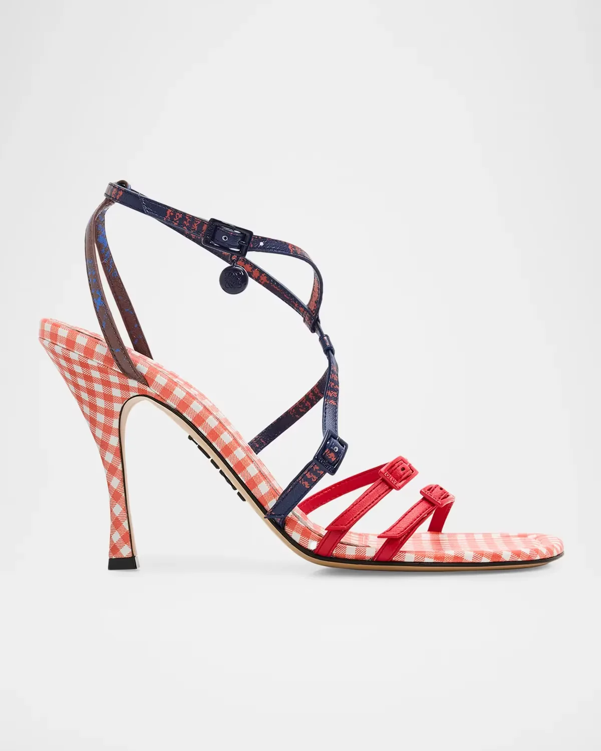 90mm Comic Gingham Strappy Sandals