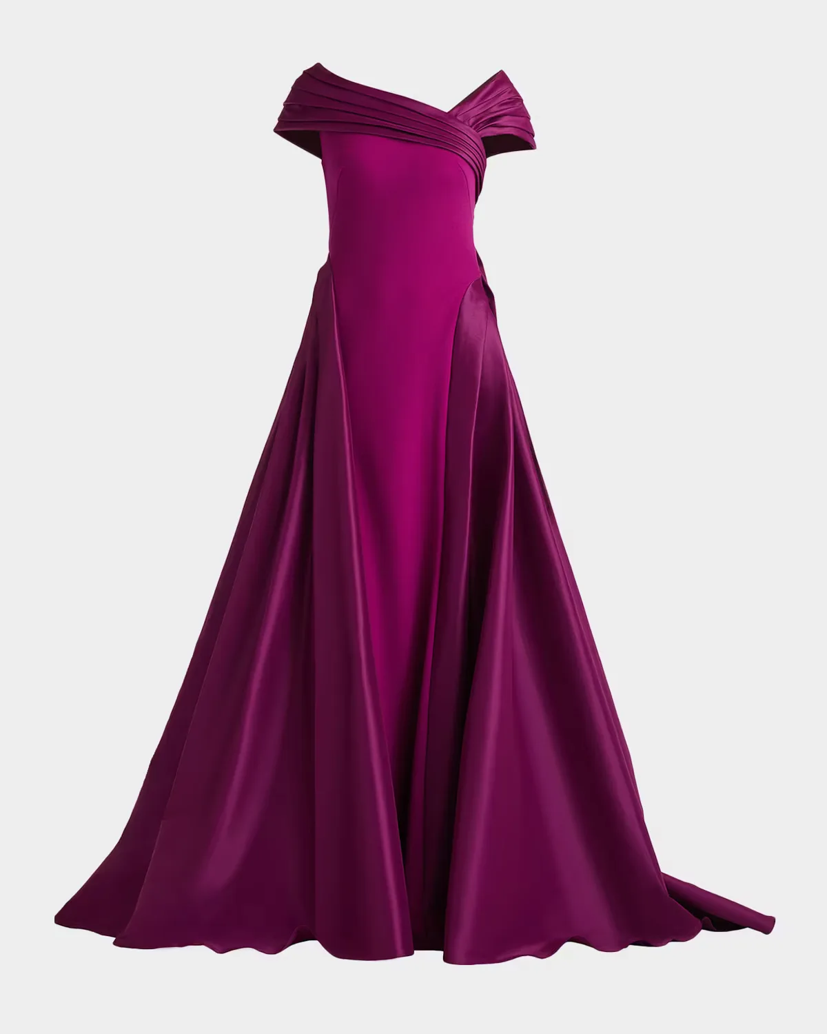 Draped Off-Shoulder Crepe Ball Gown by Tadashi