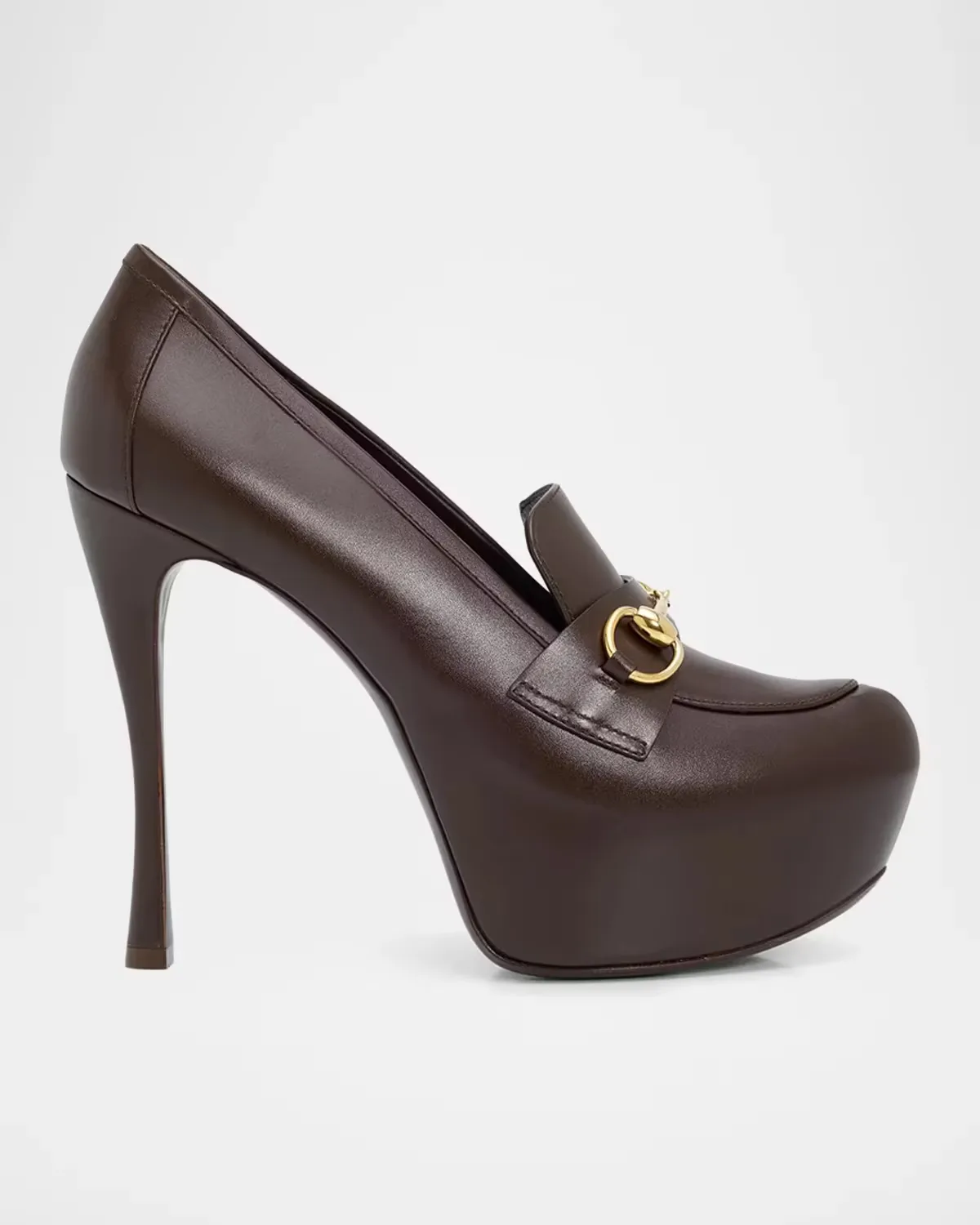 130mm Fame Leather Platform Loafer Pumps by Gucci