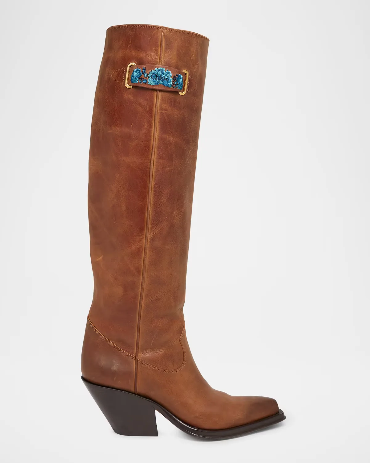 70mm Azelan Leather Knee-High Boots by Chloé