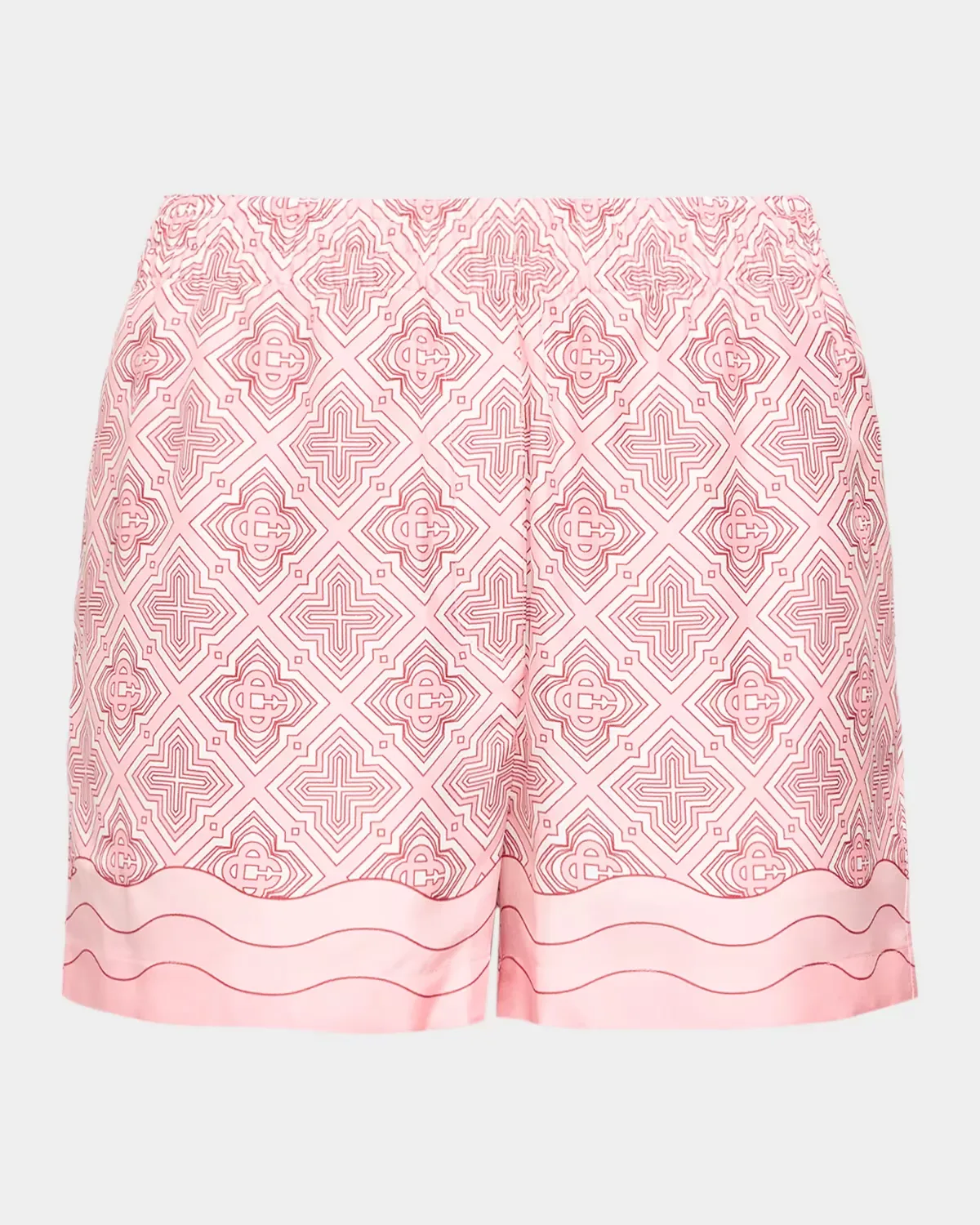 Radiating Monogram Silk Pull-On Shorts
