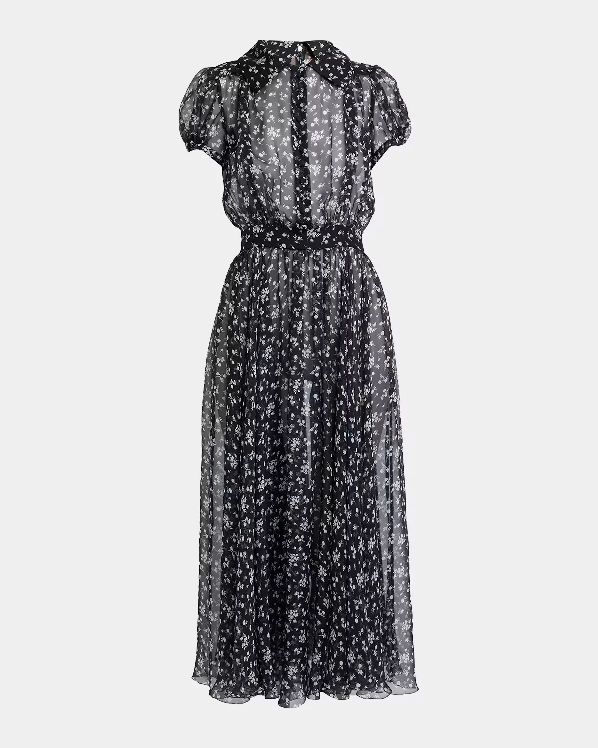 Short-Sleeve Floral-Print Silk Chiffon Midi Shirtdress by Dolce & Gabbana