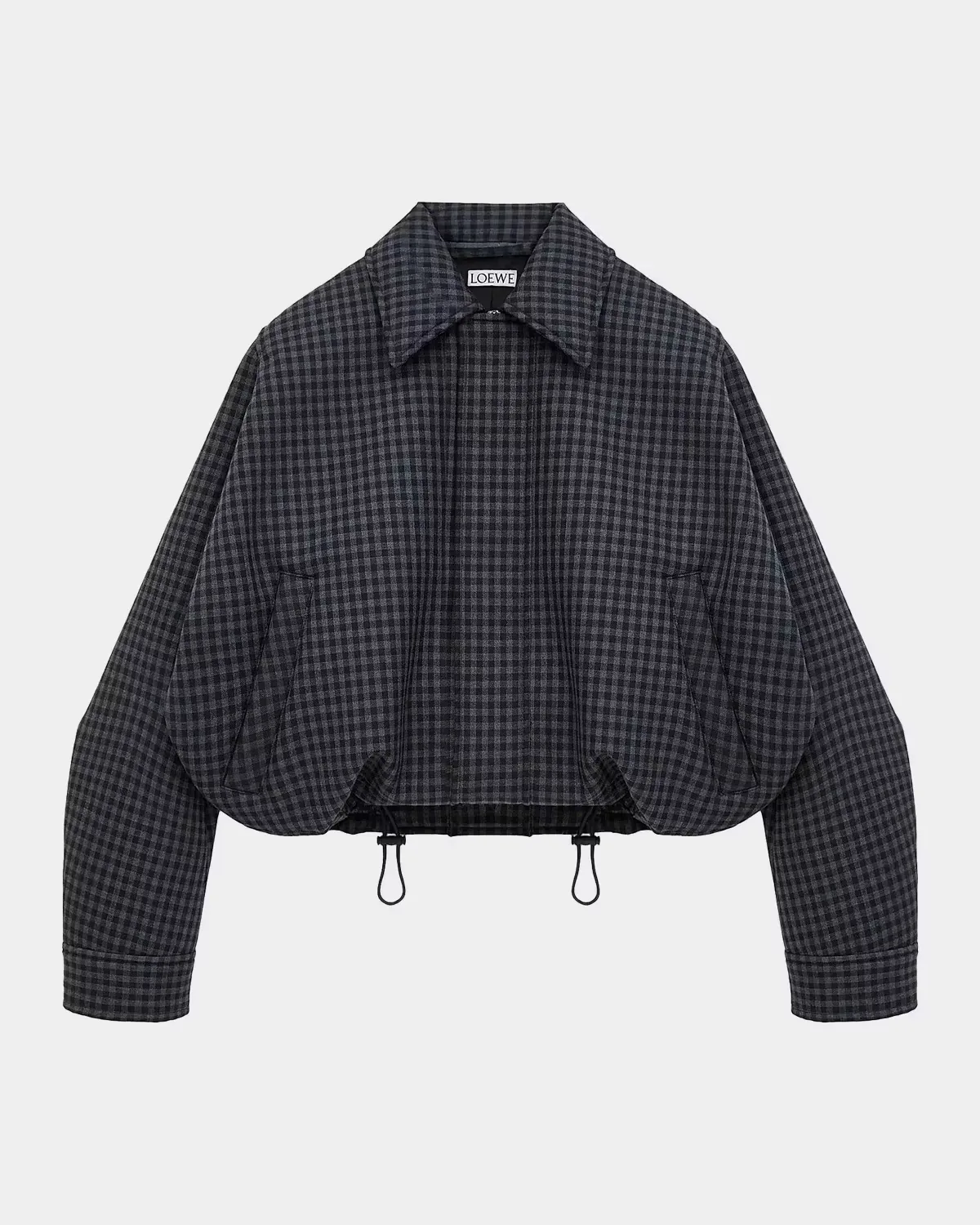 Check Wool-Blend Drawstring Balloon Jacket by LOEWE