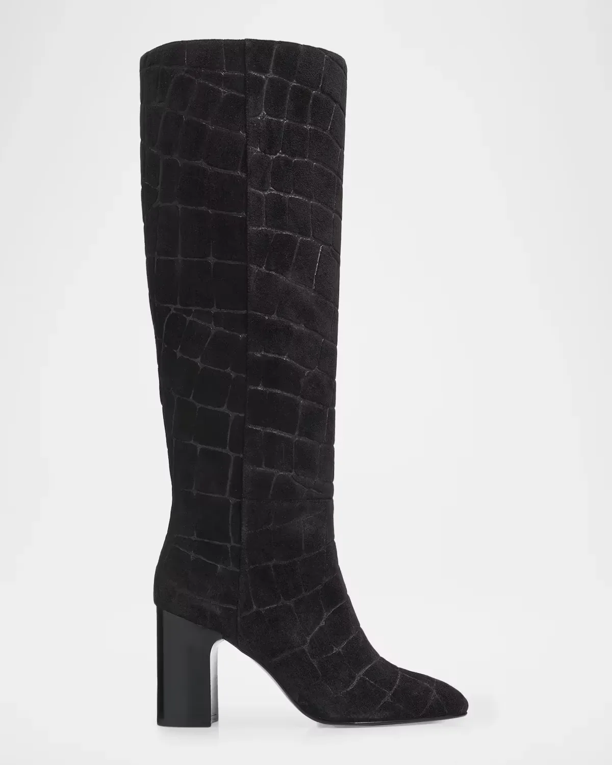 85mm Mulberry Croc-Embossed Suede Knee-High Boots