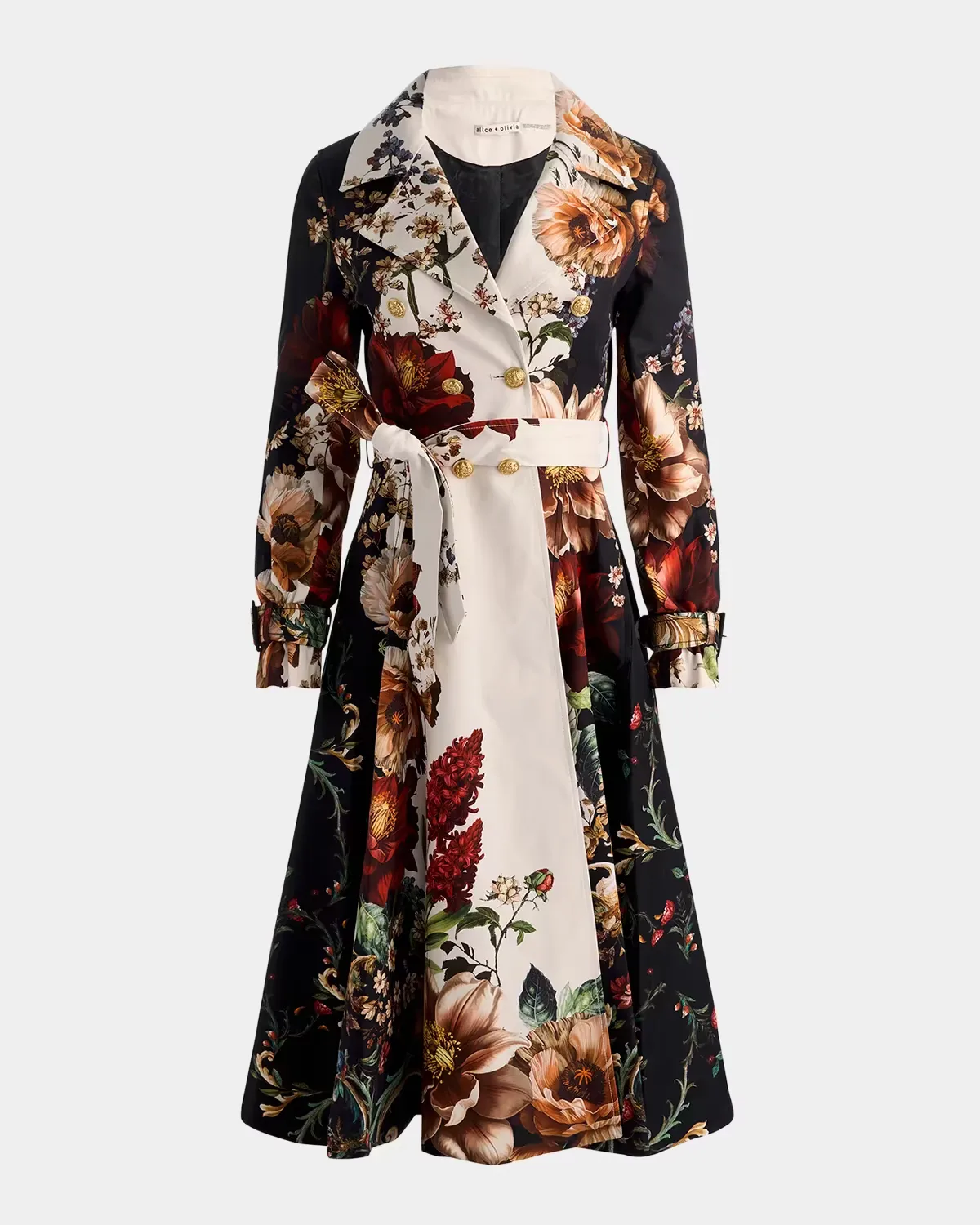 Ellie Belted Godet Trench Coat by Alice + Olivia