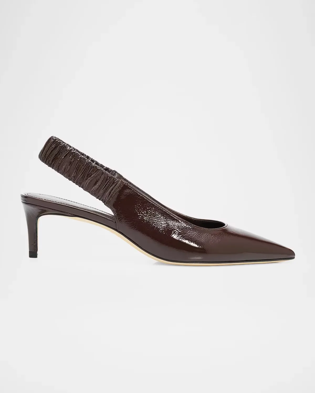 50mm Stuart Ruche Patent Leather Slingback Pumps