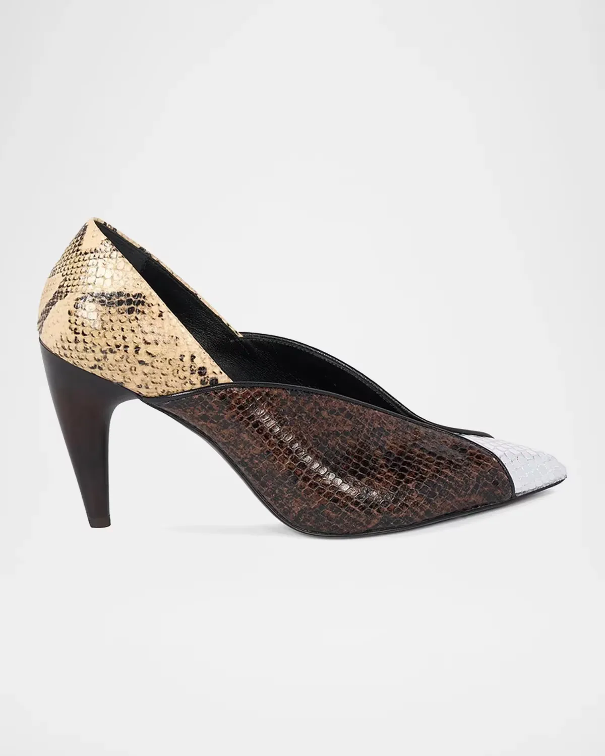 Luza 90MM Colorblocked Snakeskin-Embossed Leather Pumps
