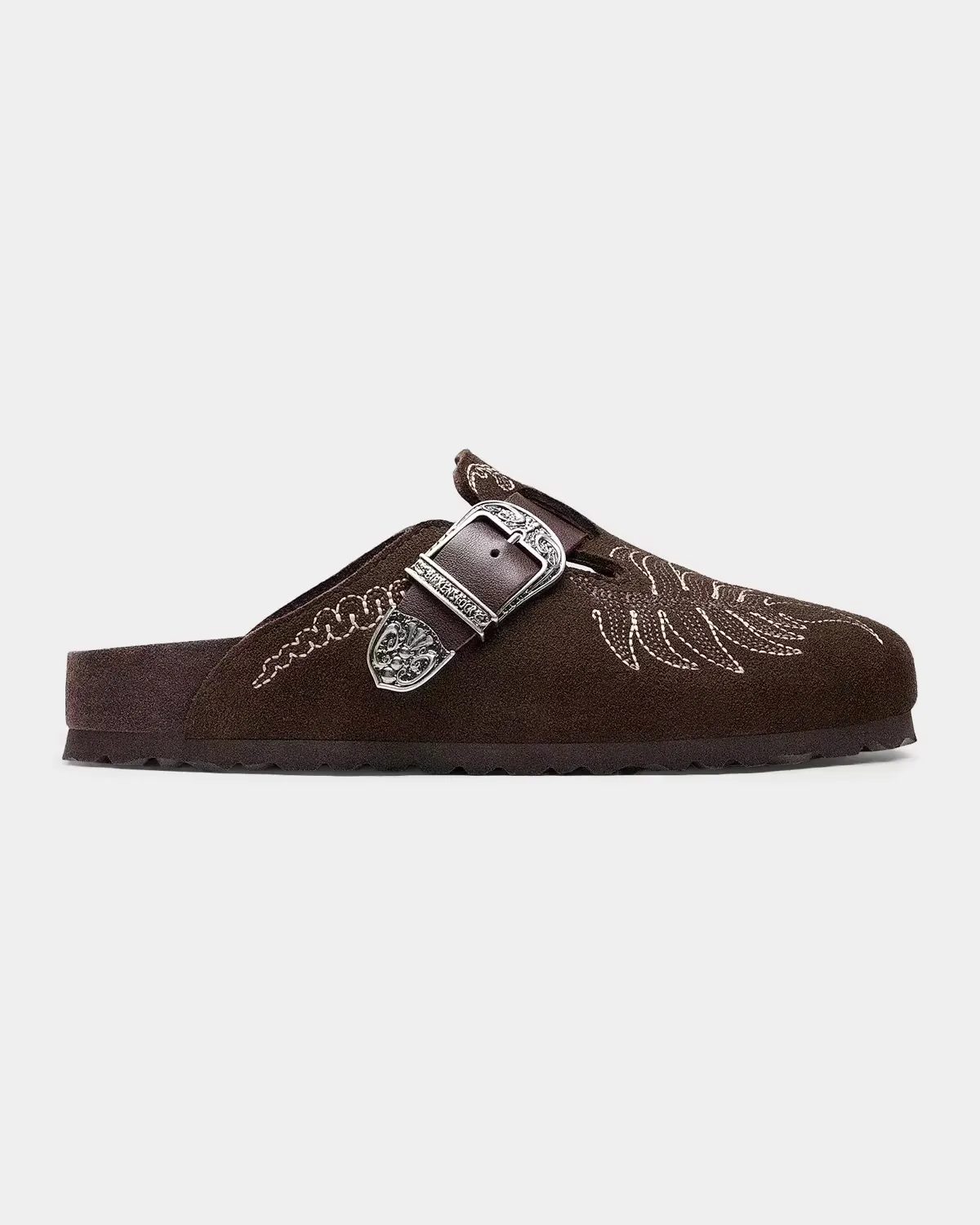 ETRO x Birkenstock Boston Embroidered Suede Clogs by ETRO
