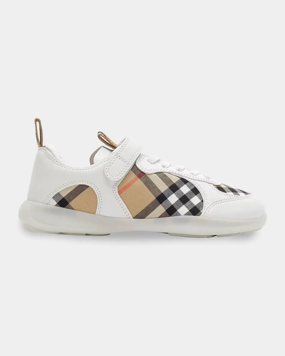 Check Leather Low-Top Sneakers by Burberry