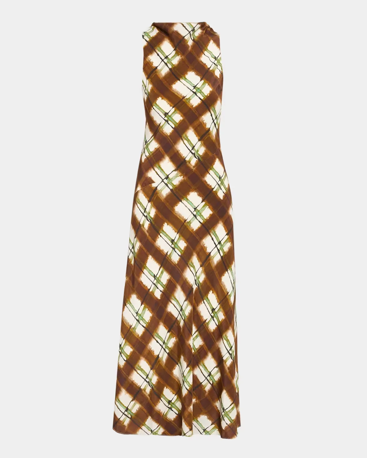 Crystal Plaid Silk Midi Dress by Cara Cara